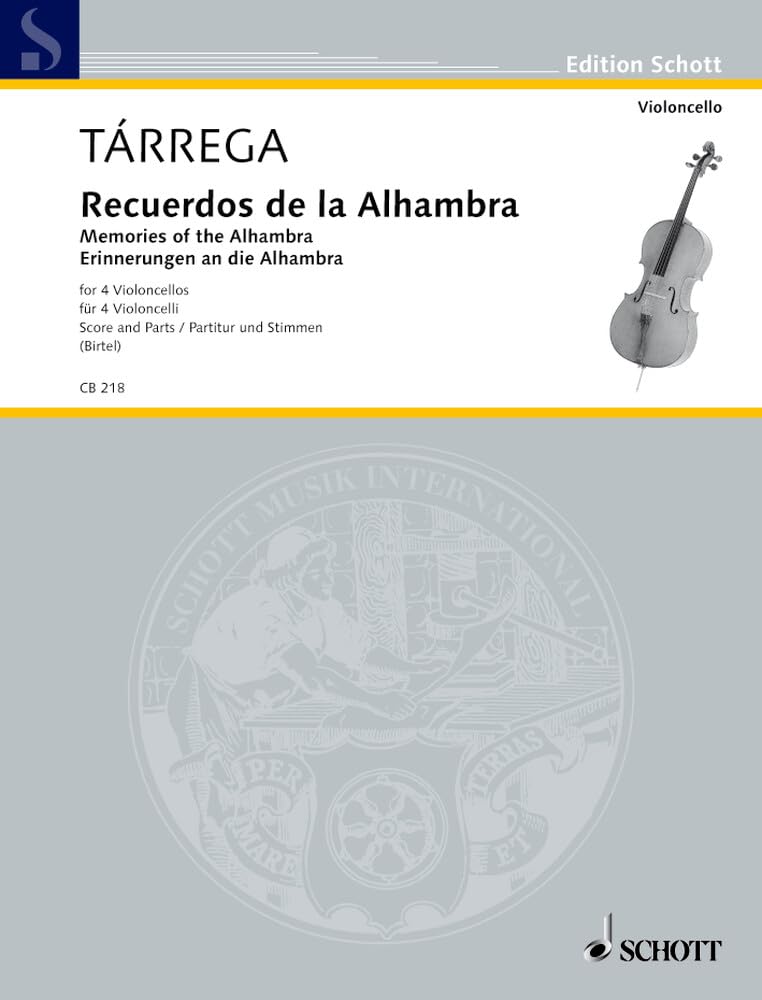 Erinnerungen an die Alhambra: 4 Violoncelli. Partitur und Stimmen. (Cello-Bibliothek) Sheet Music