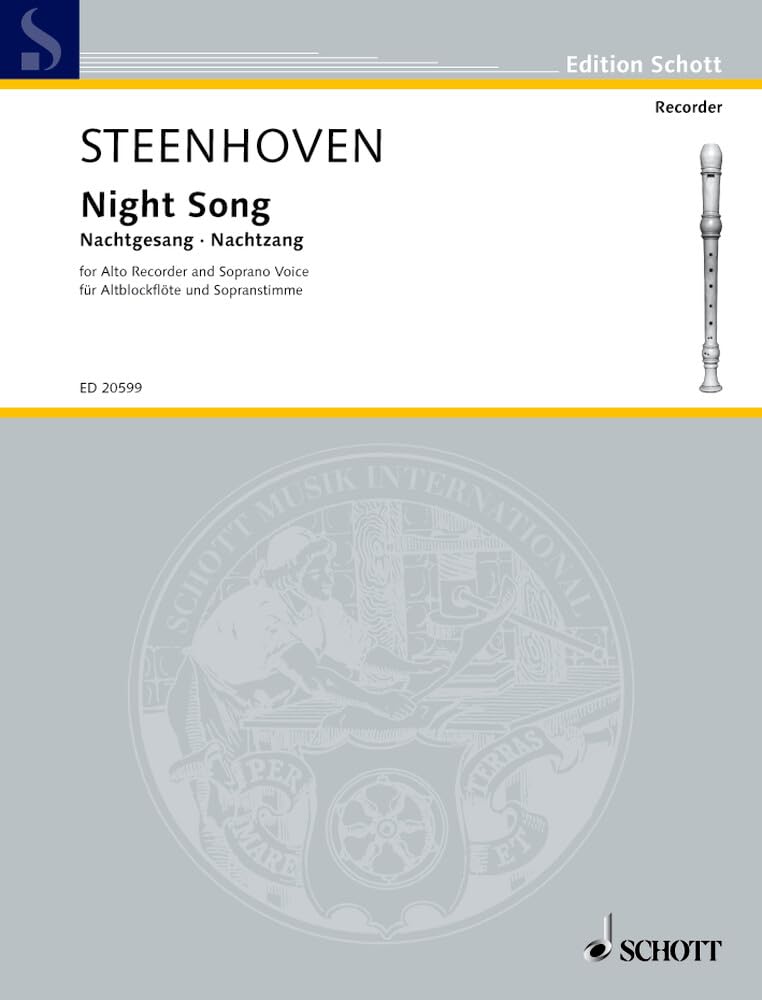 Nachtgesang: Alt-Blockflöte und Sopranstimme. Sopran. (Edition Schott) Sheet Music