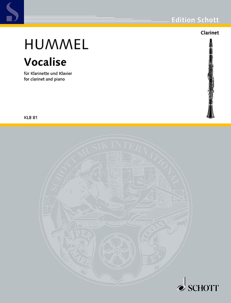 Vocalise: für Klarinette (oder Sopran-Saxophon) und Klavier. Klarinette (oder Sopran-Saxophon) und Klavier. Einzelausgabe. (Edition Schott) Arts & Music
