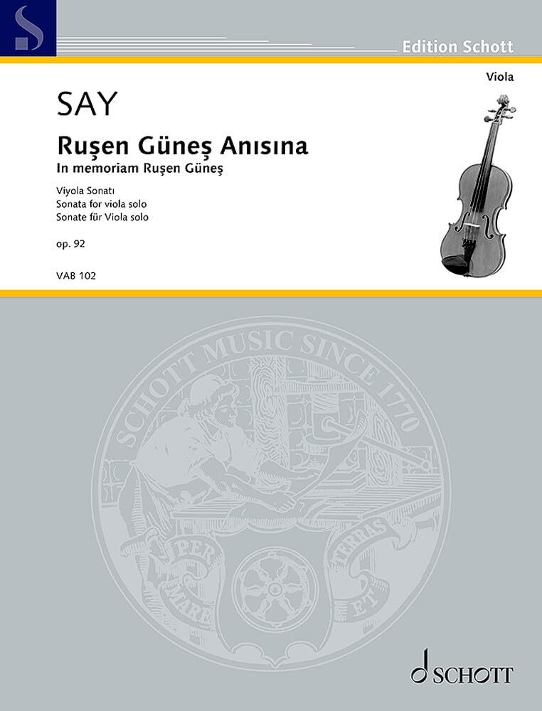 Ruşen Güneş Anısına: (In memoriam Ruşen Güneş). op. 92. Viola. Einzelausgabe. (Edition Schott) Sheet Music