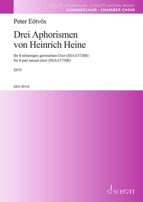 Drei aphorismen - for 8-part mixed choir ssaattbb. choir (ssaattbb). partition de choeur. book