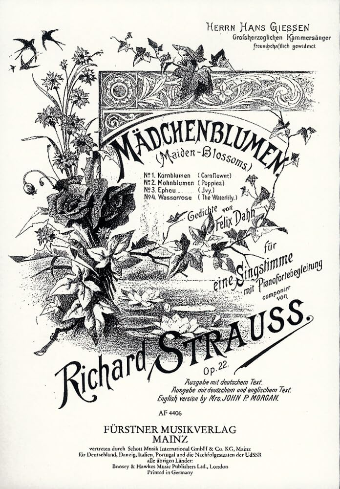 Mädchenblumen – Vier Gedichte von Felix Dahn für eine Singstimme und Klavierbegleitung: Nr. 2 Mohnblumen (tief D-Dur). op. 22/2. Singstimme und Klavier. tief. Sheet Music