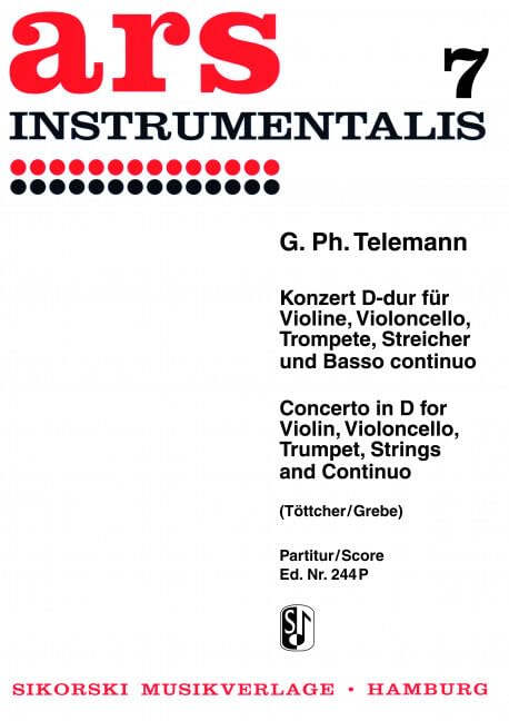 Konzert: für Violino concitato, Trompete (in D), 3 Violinen, 2 Violen, Violoncello obligato und B.c.. TWV 53:D5. violin solo, trumpet solo, 3 violins, 2 violas, cello obl, basso continuo. Partition. book