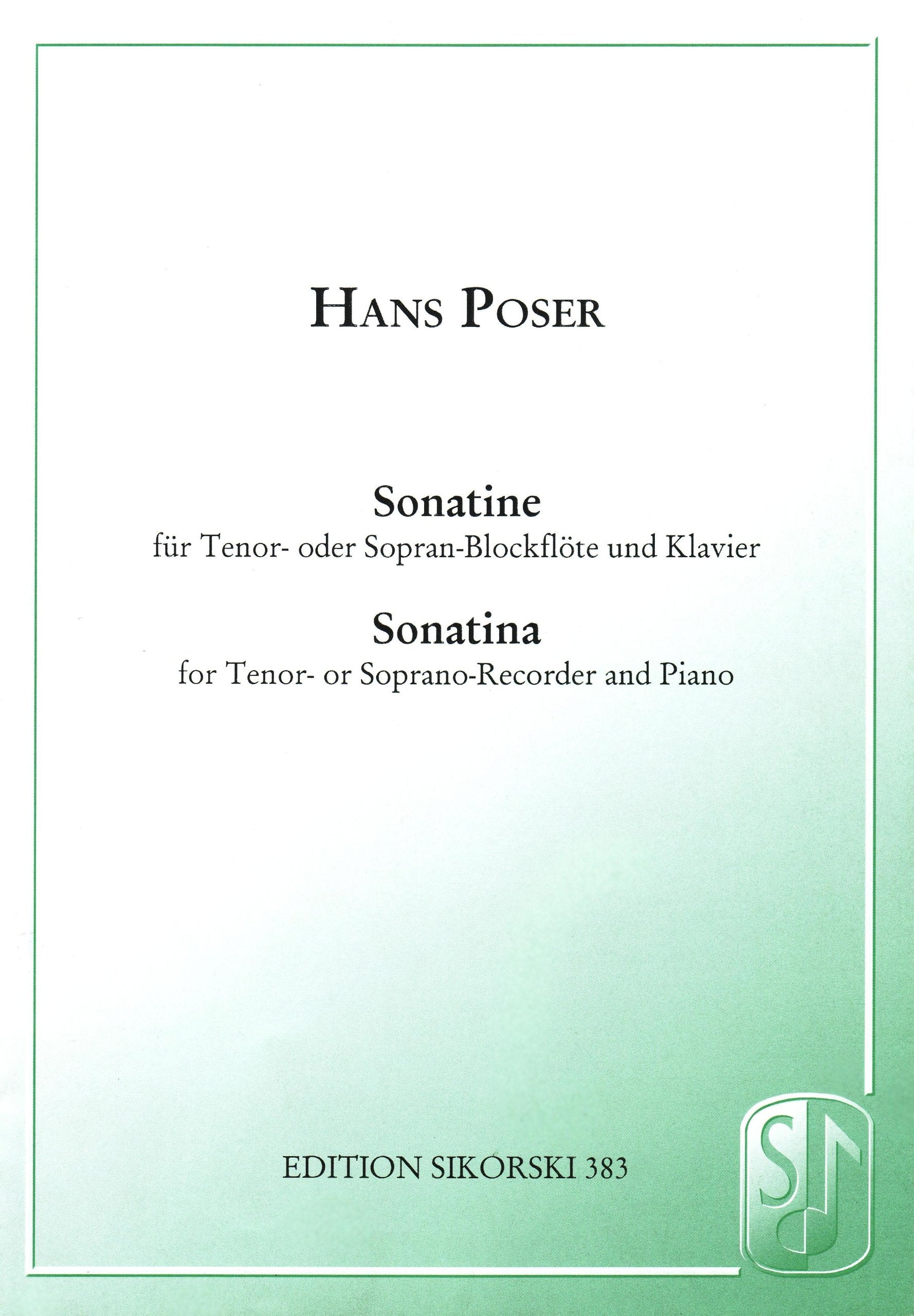 Sonatine: für Tenor- oder Sopranblockflöte und Klavier. op. 36/3. tenor recorder (descant recorder), piano. book