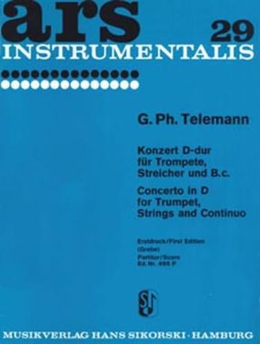 Konzert: für D-Trompete, Streicher und B.c.. TWV 51:D7. Bach-trumpet, strings, basso continuo. Partition. book