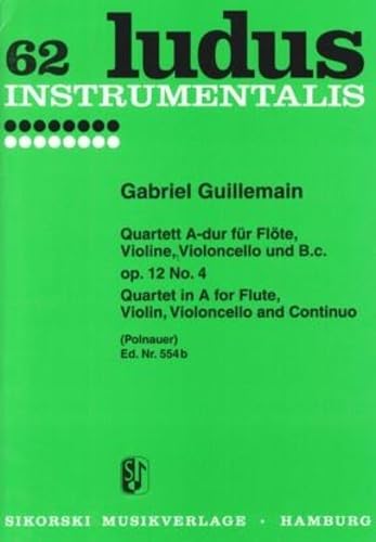 Quartett: für Flöte, Violine, Violoncello und B.c.. op. 12/4. flute, violin, cello, basso continuo. Jeu de parties. book