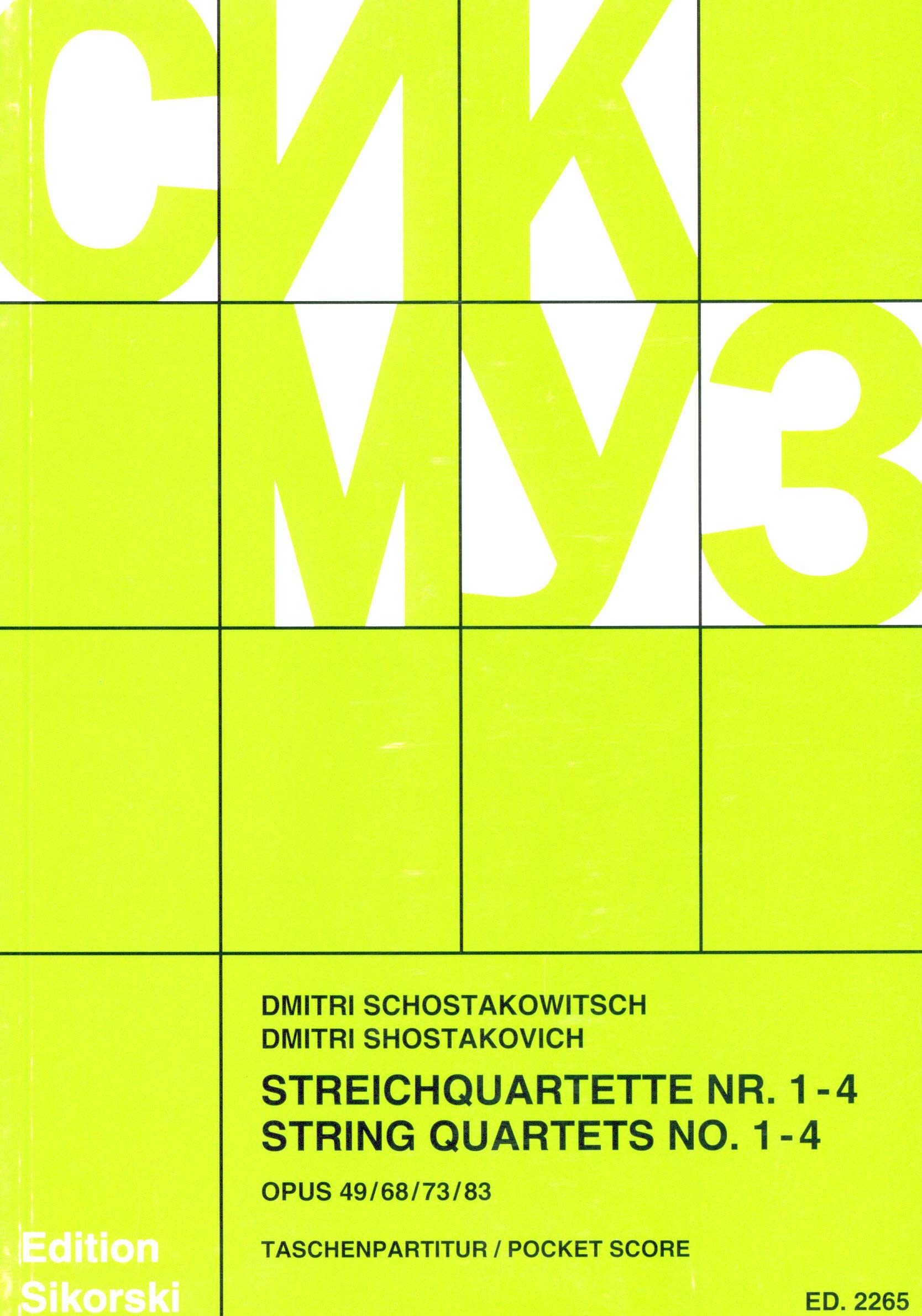 Sikorski Shostakovich: String Quartets, Nos. 1–4 (Opp. 49, 68, 76, 83) (Study Score) Sheet Music
