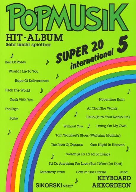 Popmusik Hit-Album Super 20: International 5: Für Keyboard oder Akkordeon. keyboard (accordion). Sheet Music