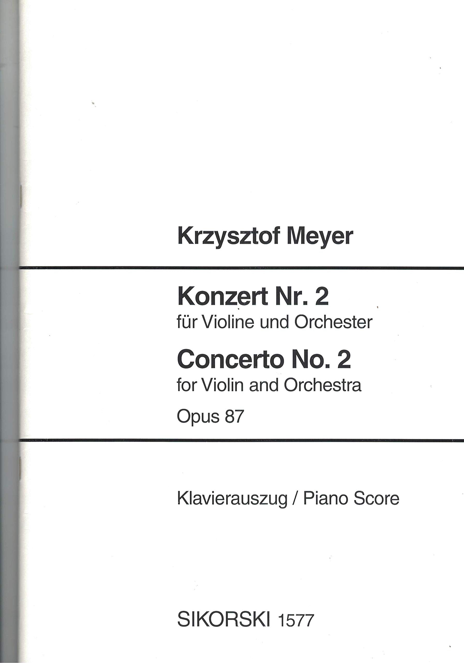 Konzert Nr. 2: für Violine und Orchester. op. 87. violin, orchestra. Réduction pour piano. book