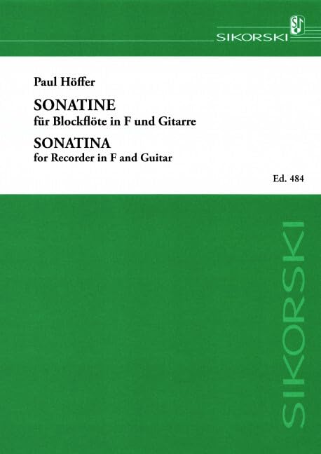 Sonatine: für Blockflöte in F und Gitarre. treble recorder, guitar. book