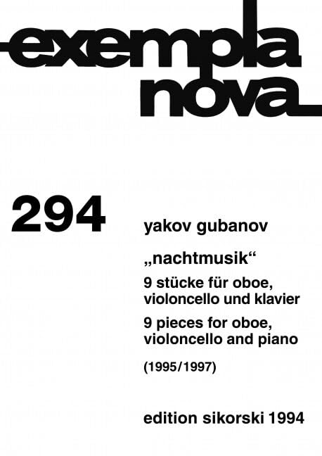 Nachtmusik: 9 Stücke für Oboe, Violoncello und Klavier. 294. oboe, cello, piano. Jeu de parties. book