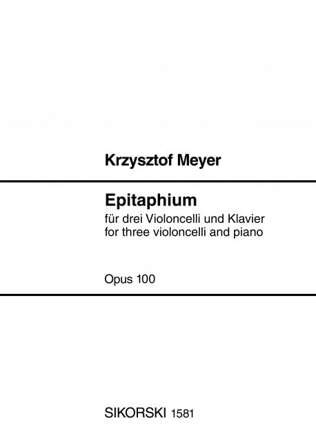 Epitaphium: für 3 Violoncelli und Klavier. op. 100. 3 cellos, piano. Partition et parties. book