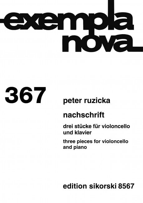 Nachschrift: 3 Stücke für Violoncello und Klavier. 367. cello, piano. Partition d'exécution. Books