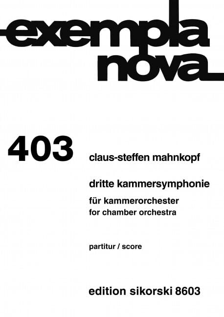 Kammersymphonie Nr. 3: für Kammerorchester. 403. chamber orchestra. Partition d'étude. Books