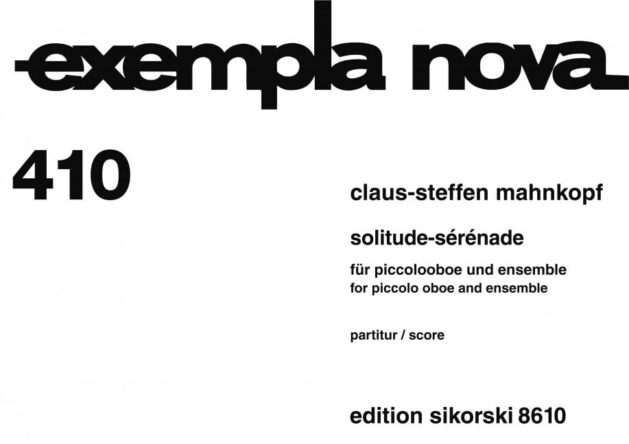 Solitude-Sérénade: für Piccolooboe und Ensemble. 410. Musette, ensemble. Partition d'étude. Books