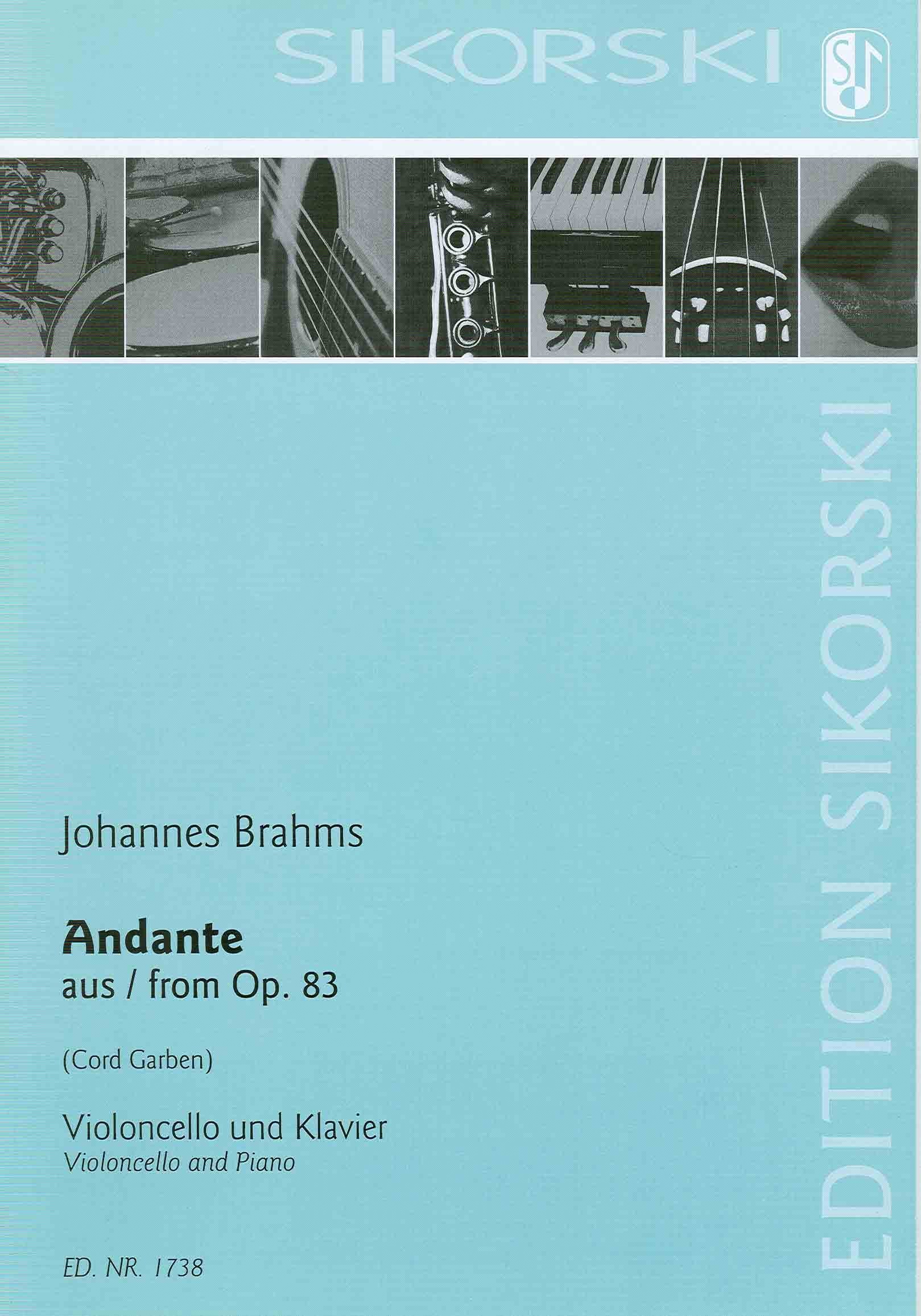 Andante aus op. 83: für Violoncello und Klavier. Violoncello, Klavier. Sheet Music