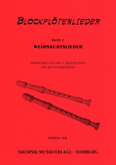 Blockflötenlieder: Bd 2: Weihnachtslieder für 2 C-Blockflöten (mit Begleitakkorden). 2 recorders, (guitar). book