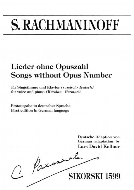 Lieder ohne Opuszahl: Erstausgabe in deutscher Sprache, Adaption von Lars David Kellner. voice, piano. book
