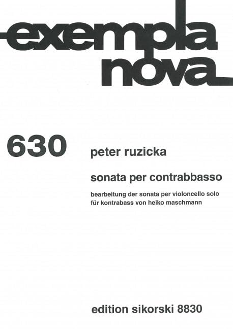 Sonata per contrabbasso: Bearbeitung der "Sonata per violoncello solo". 630. double bass. book