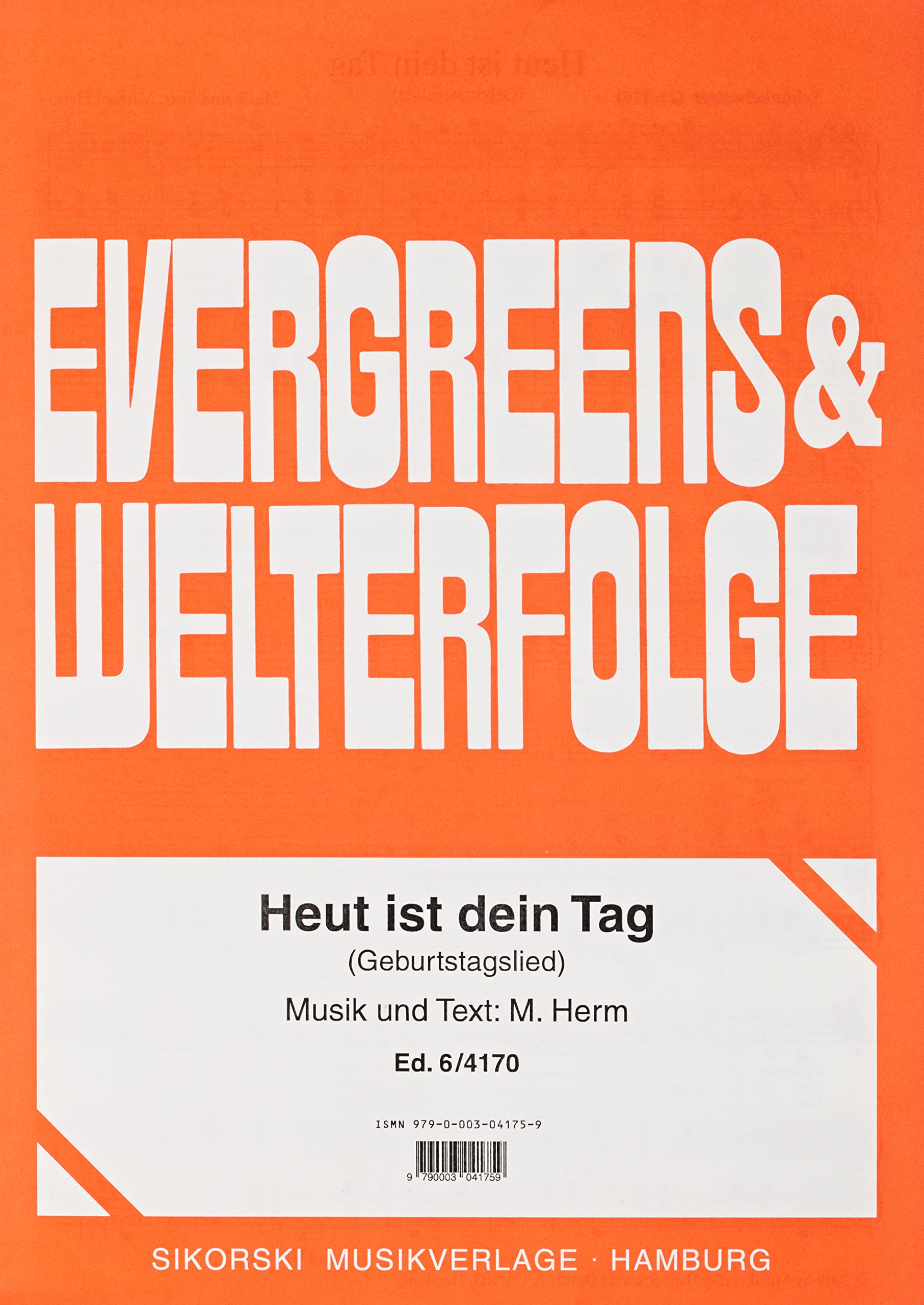 Heut ist dein Tag: für Gesang und Klavier. voice, piano. book