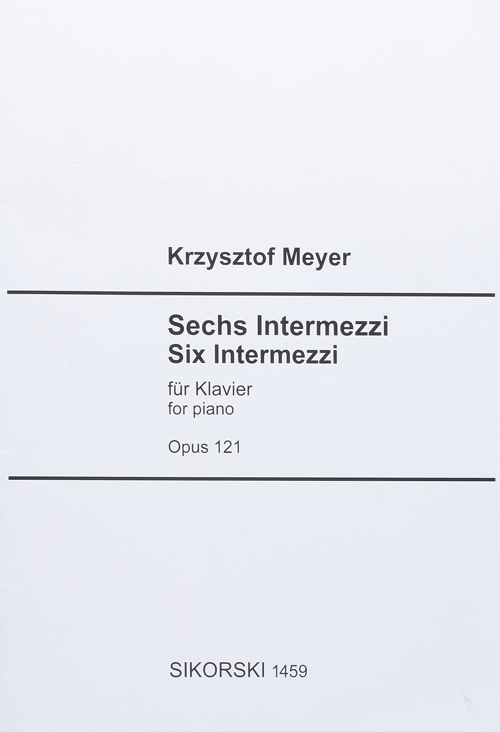 6 Intermezzi: für Klavier. op. 121. piano. book