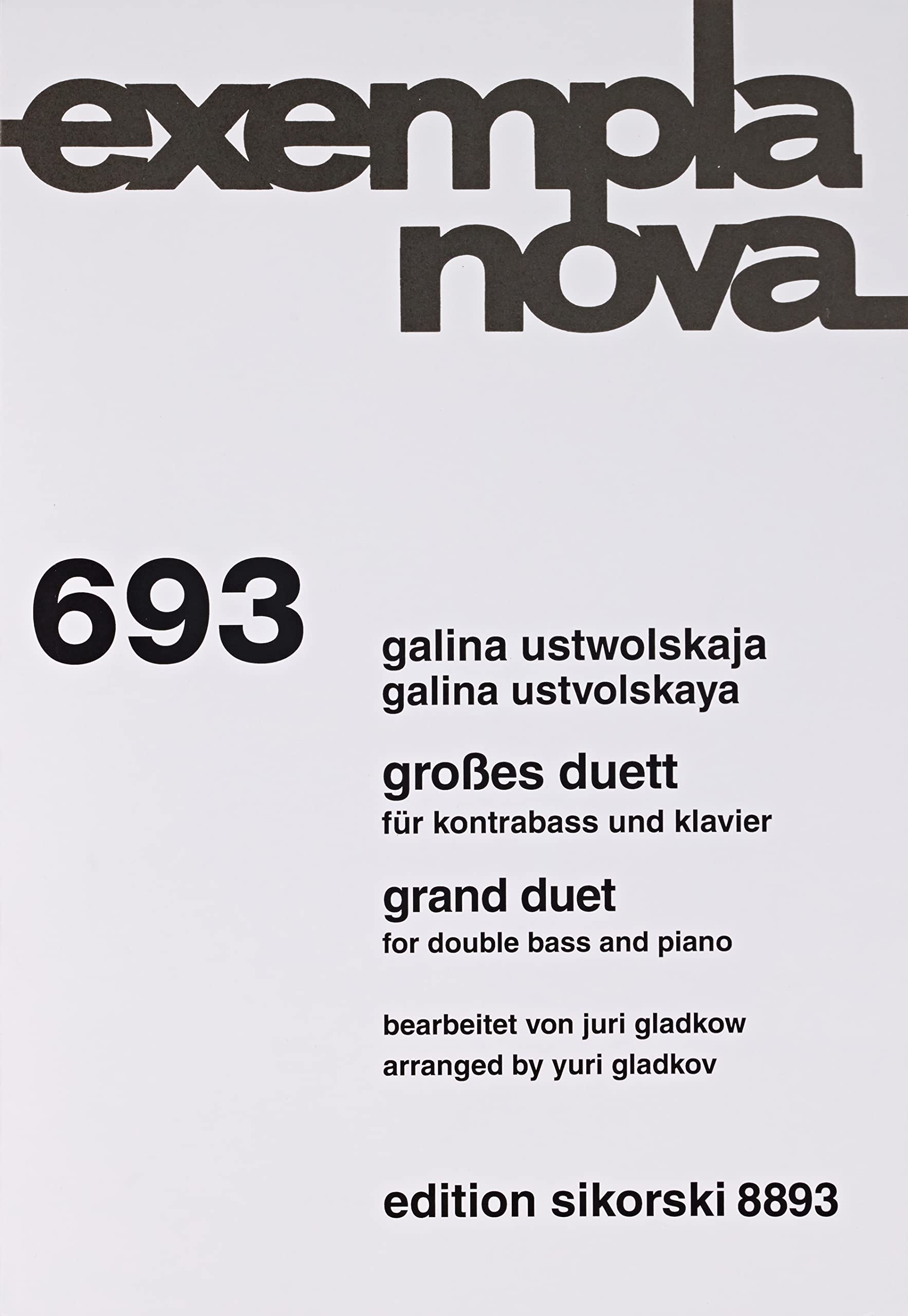 Großes Duett: für Kontrabass und Klavier. 693. book