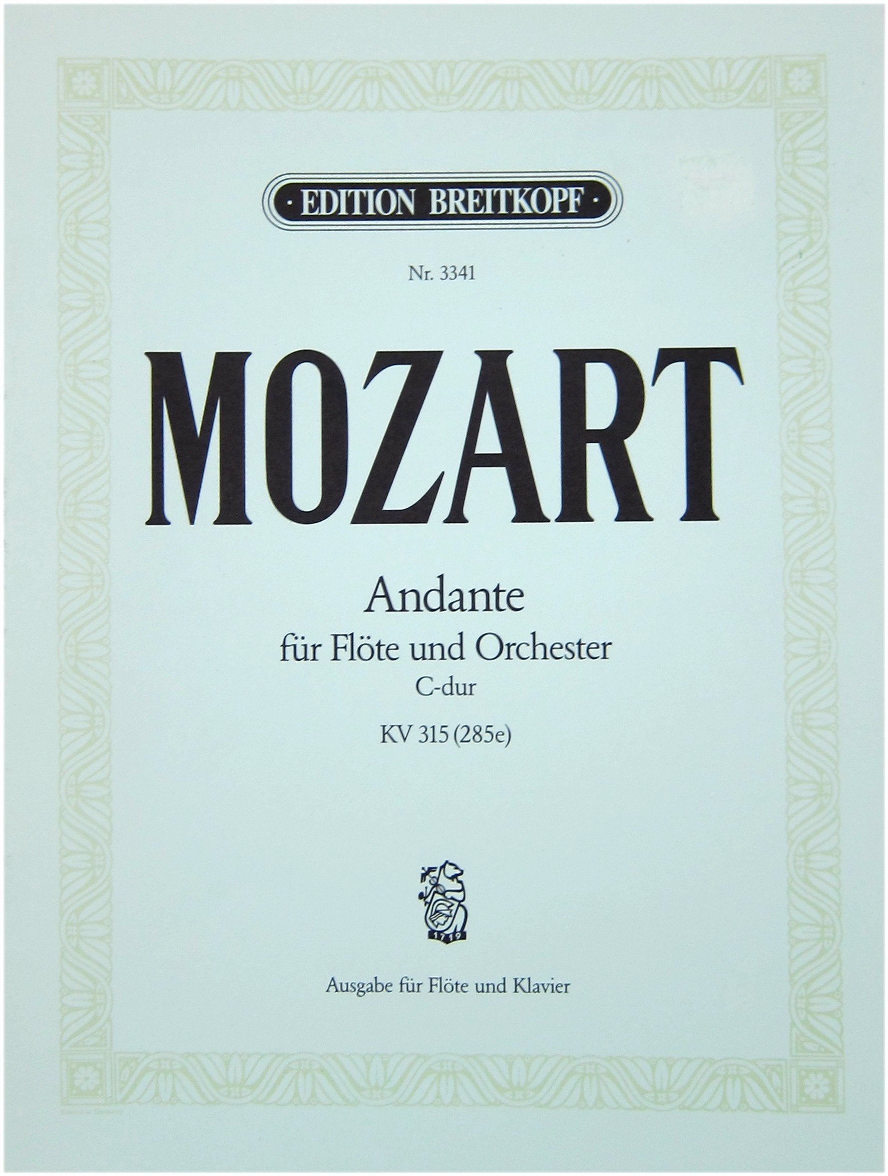 Andante C-Dur KV 315. Flöte, Klavier Sheet Music