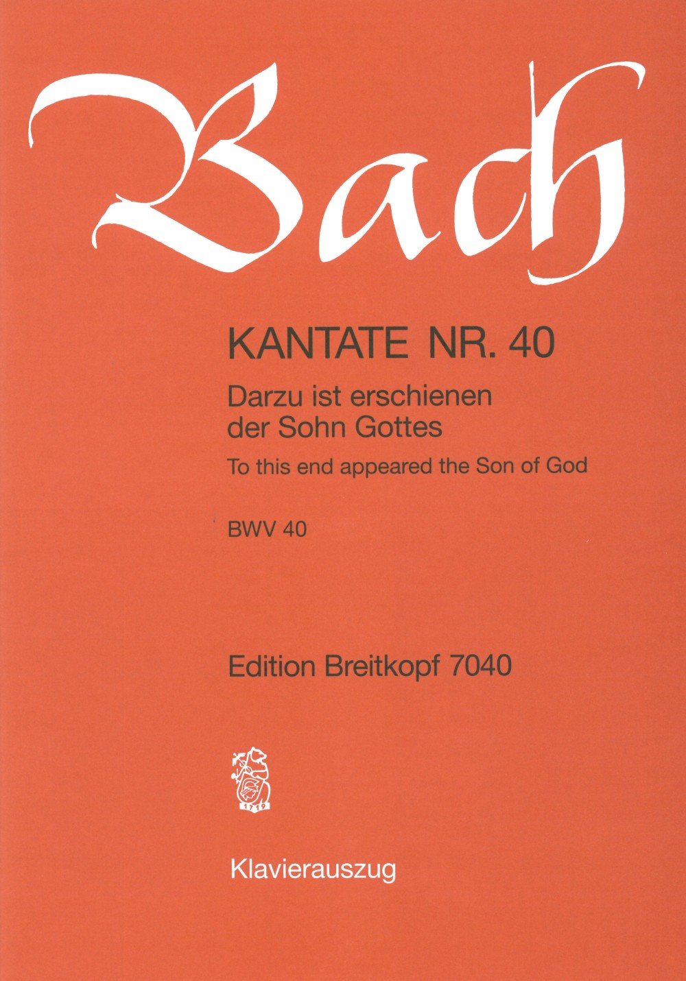 Darzu ist erschienen der sohn gottes bwv40 (ka) chant book