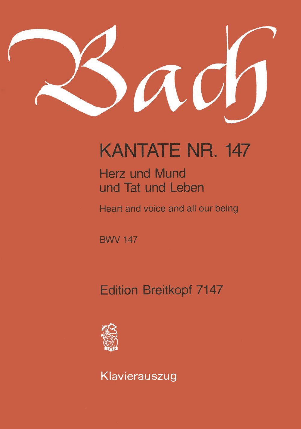 Kantate 147 Herz und Mund und Tat und Leben - Klavierauszug (EB 7147): Herz und Mund und Tat und Leben, BWV 147 Sheet Music