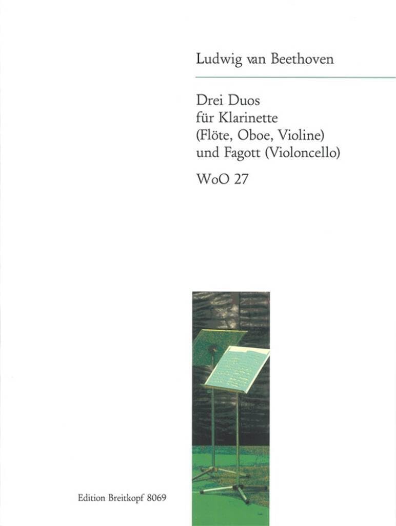 3 Duos WoO 27 für Klarinette (Flöte, ob, Violine), Fagott (Cello) - Partitur und Stimmen (EB 8069) Sheet Music
