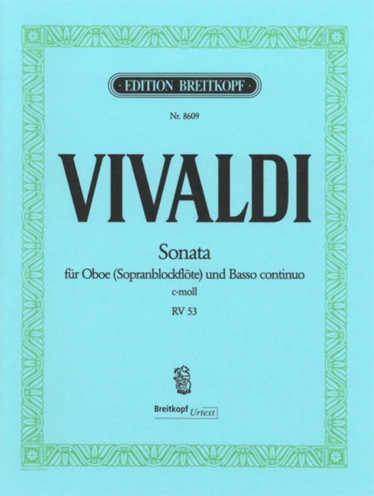 Sonate in c-moll RV 53 für Oboe (Sopranblockflöte) und Bc - Breitkopf Urtext (EB 8609) Sheet Music