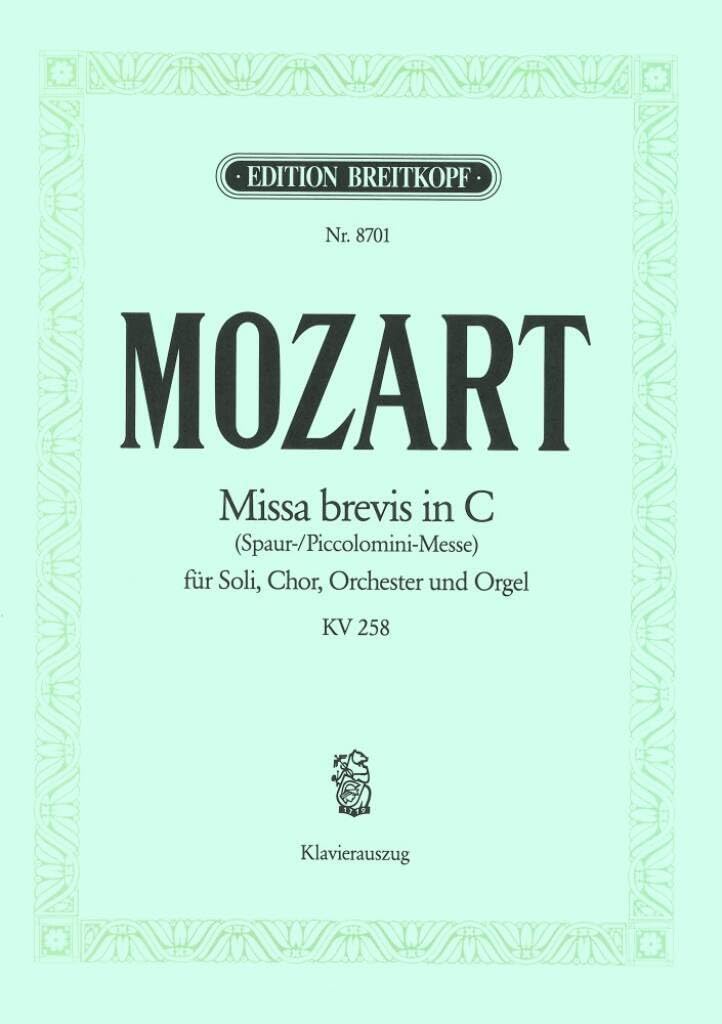 Missa brevis C-dur KV 258 - Spaur-, Piccolomini-Messe - Klavierauszug (EB 8701) Sheet Music