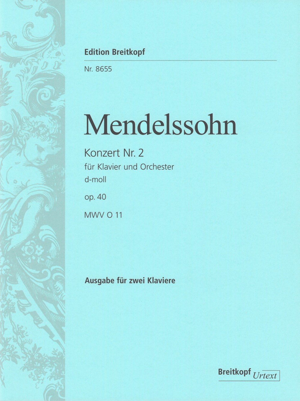 Klavierkonzert Nr. 2 d-moll MWV O 11 (op. 40) Urtext nach der Leipziger Mendelssohn-Gesamtausgabe - Ausgabe für 2 Klaviere (EB 8655) Sheet Music