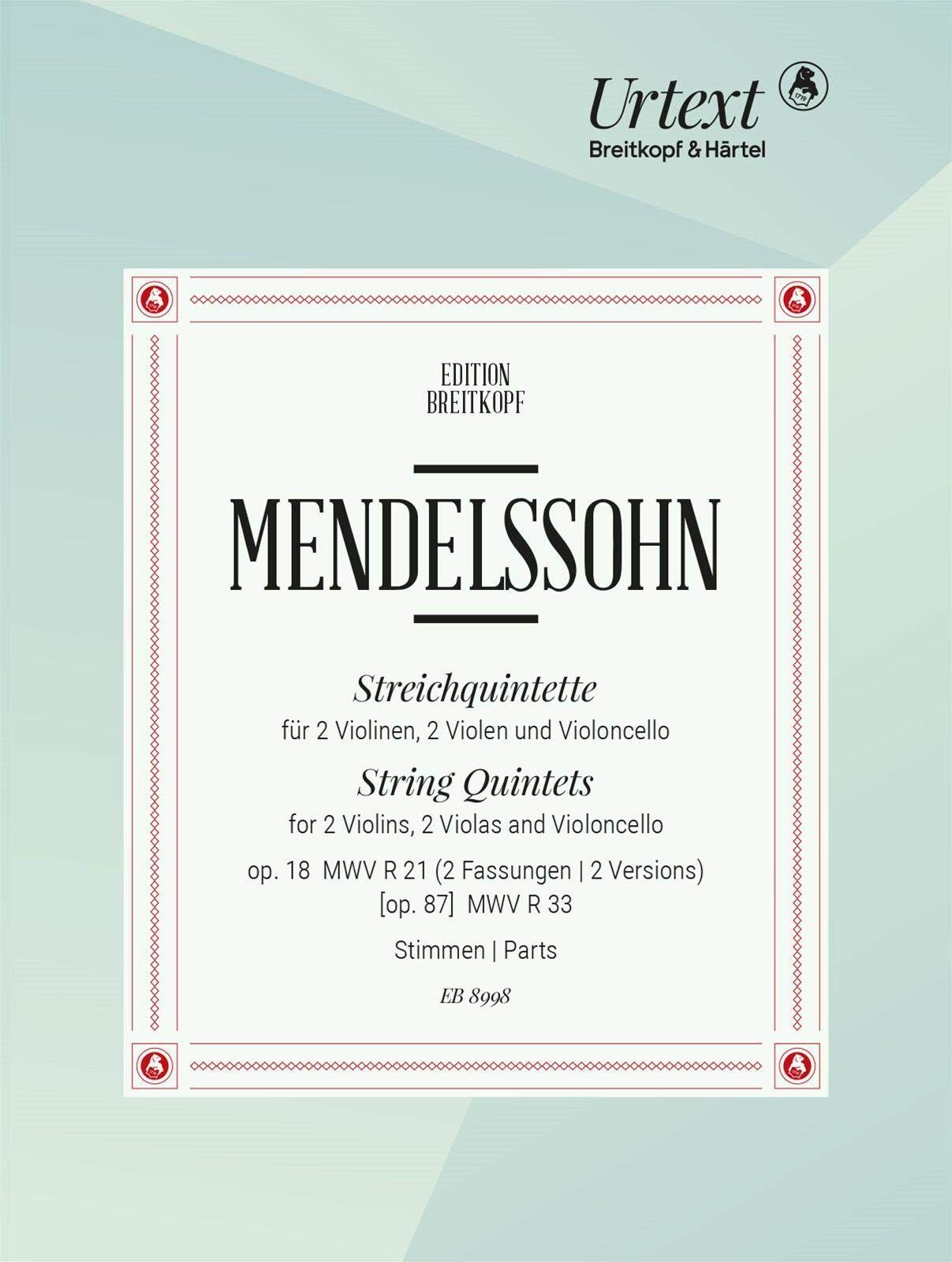 Streichquintette op. 18 und op. 87 - Stimmen - Breitkopf Urtext (EB 8998): Stimmensatz, Urtextausgabe für Streichquintett Sheet Music