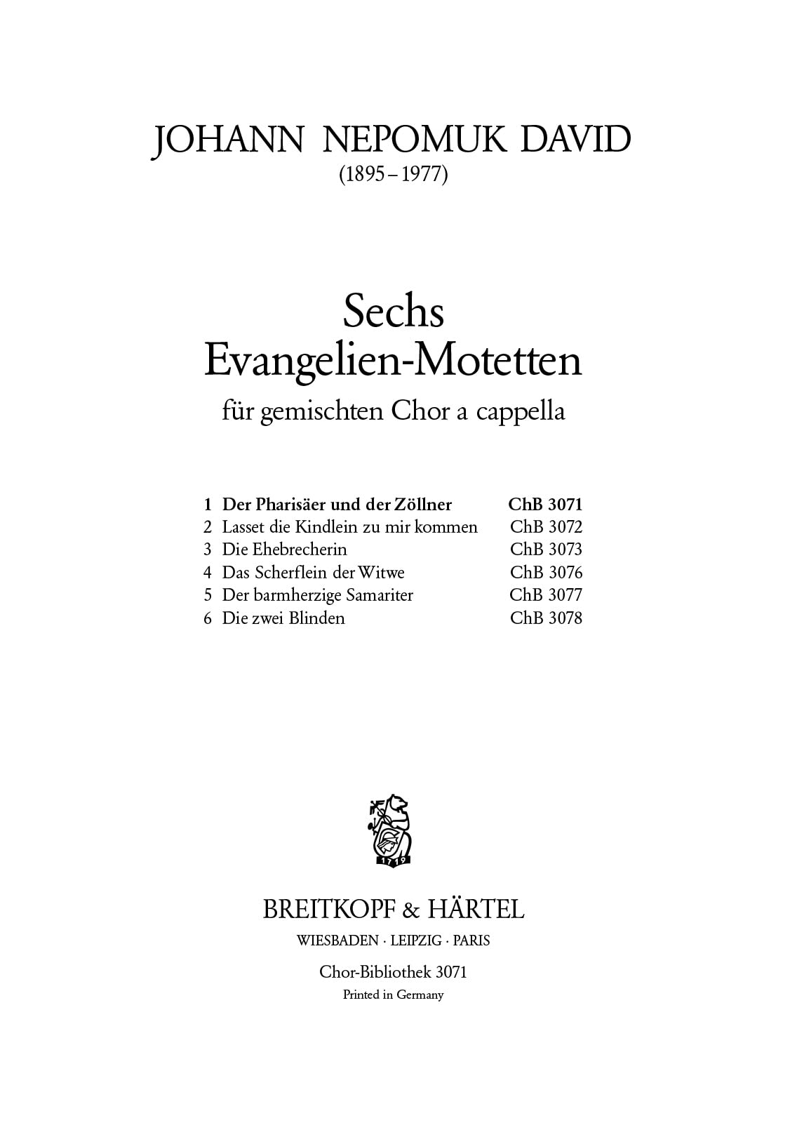 6 EVANGELIEN-MOT. 1.PHARISAER Arts & Music