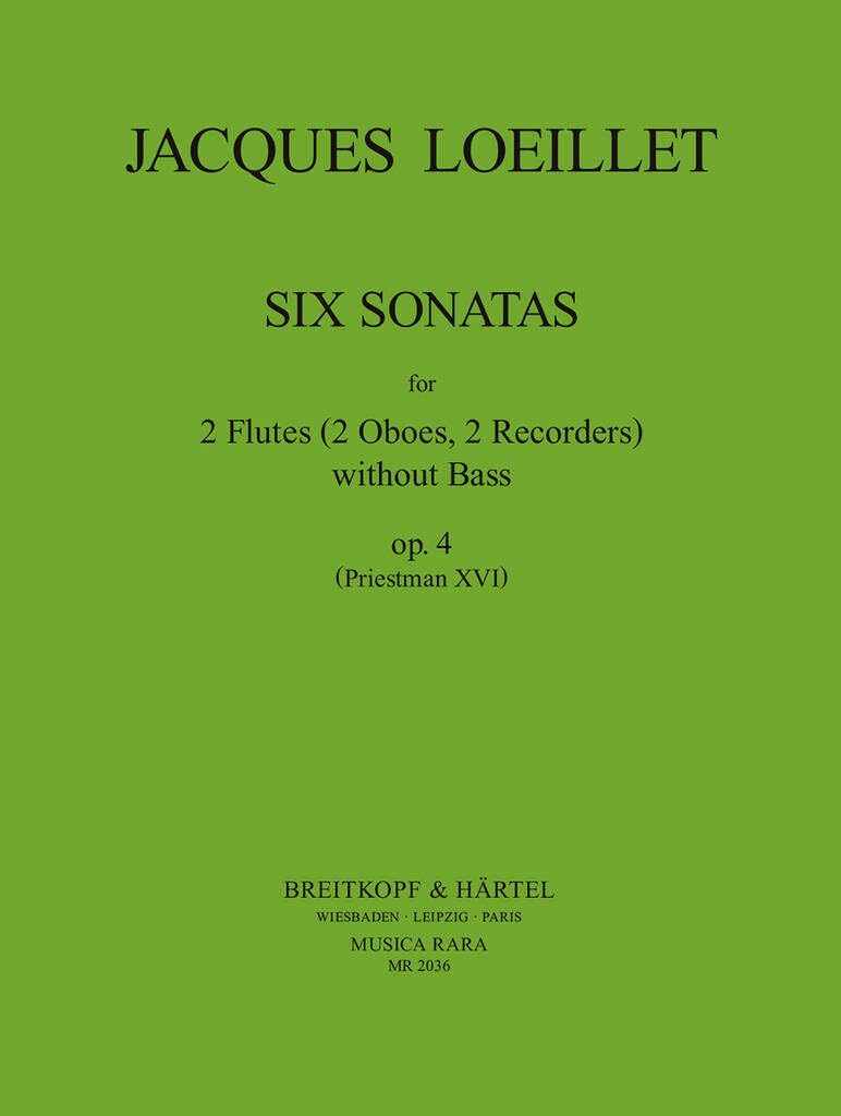 6 Sonaten op. 4 für 2 Flöten (ob, Sopranblockflöte) - Priestman XVI (MR 2036) Sheet Music