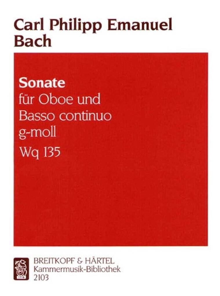 Sonate g-moll Wq 135 für Oboe und Bc (KM 2103): Für Oboe und Basso continuo. Hrsg.: Kurt Walther Sheet Music