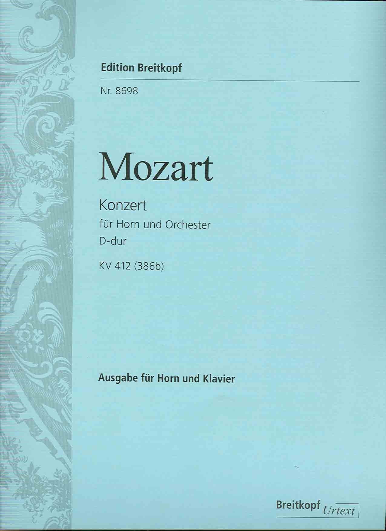 EDITION BREITKOPF MOZART WOLFGANG AMADEUS - HORN-KONZERT NR.1 D-DUR KV 412 - PIANO Sheet Music