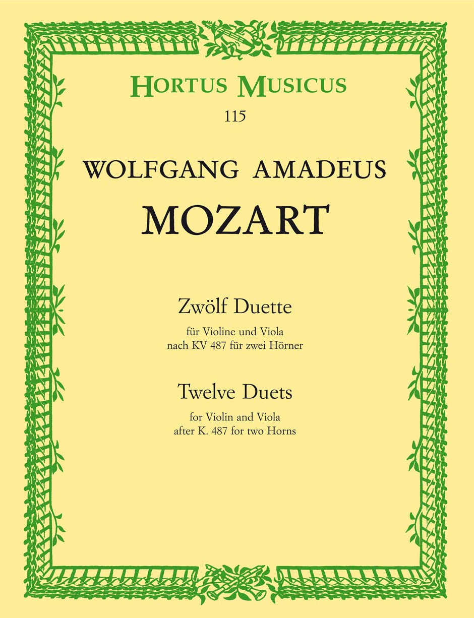 12 Duette Fuer 2 Hoerner KV 487. Violine, Viola Sheet Music