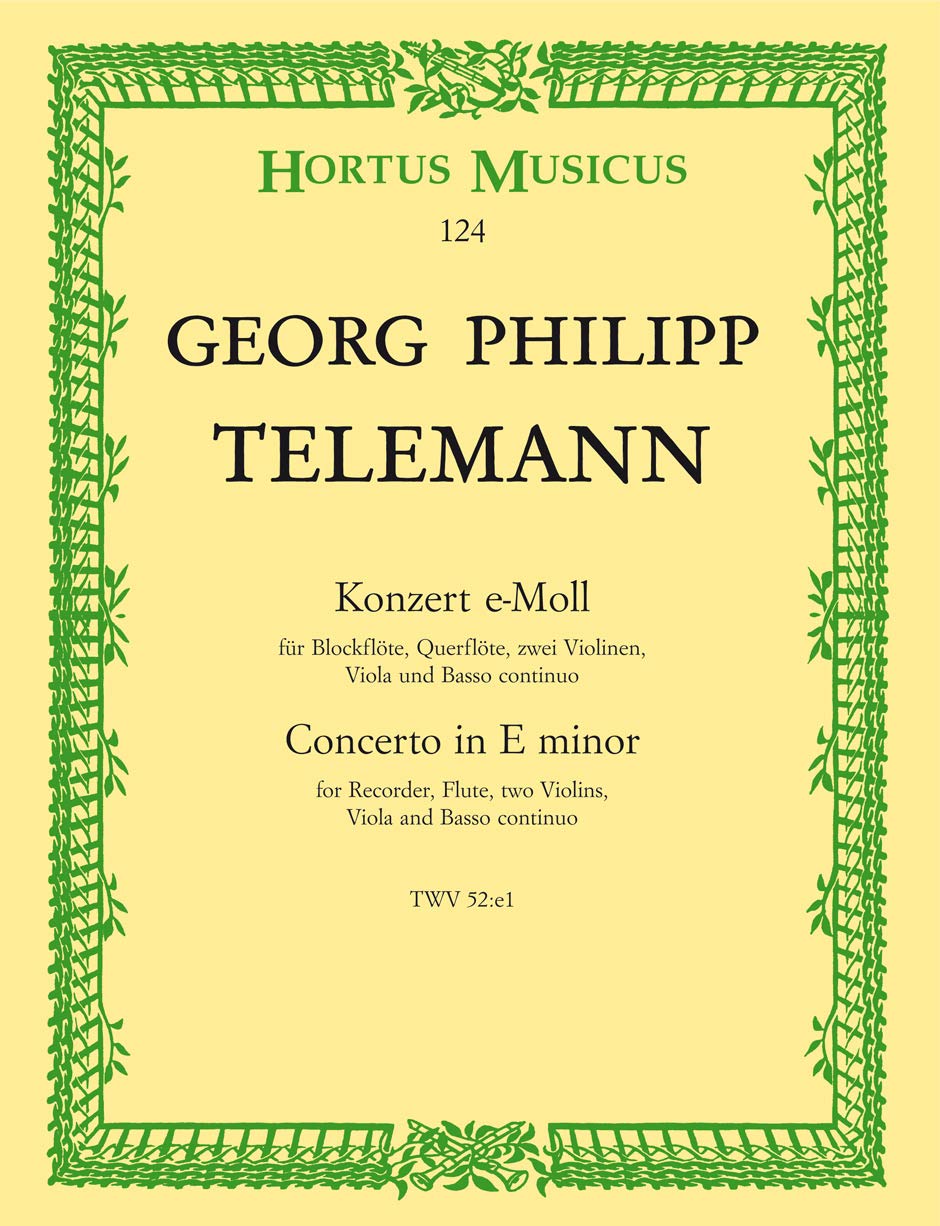 Concerto for Recorder and Flute in E minor TWV 52: e1 (Full Score) book