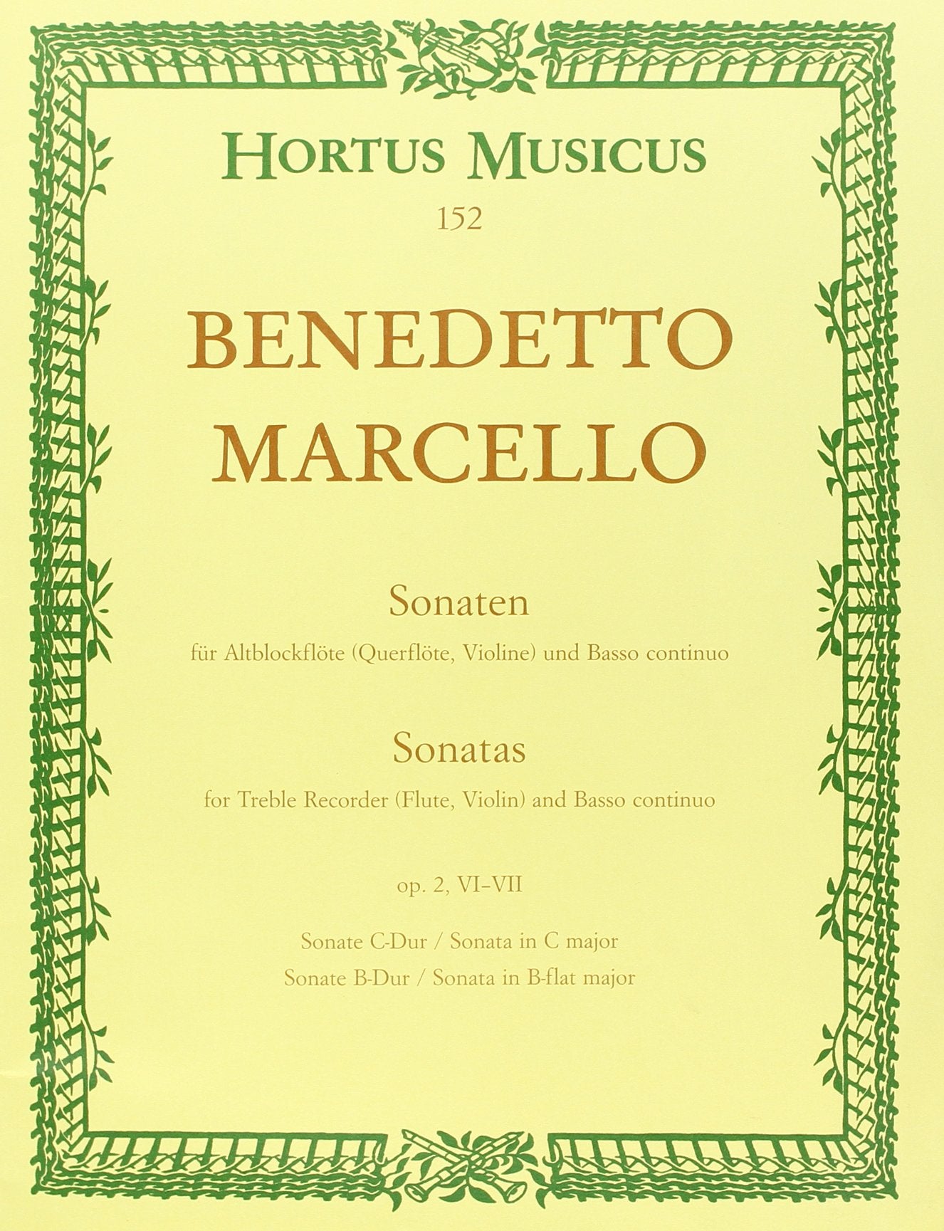 Sechs Sonaten für Blockflöte oder andere Melodie-Instrumente und Basso continuo op. 2 Sonaten Nr. 6 C-dur und 7 B-dur Heft 3 Sheet Music