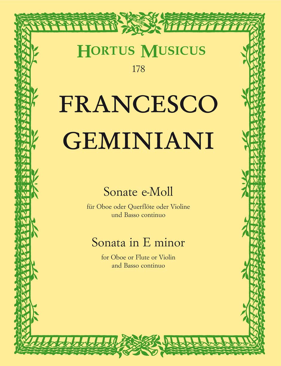 Sonate mi mineur --- Hautbois (ou Violon ou Flûte)/Piano Sheet Music
