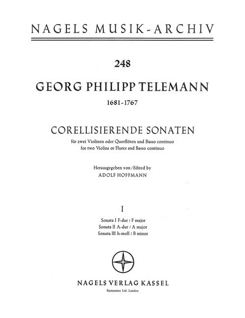 Corellisierende Sonaten für zwei Violinen oder Querflöten und Basso continuo (Heft I), Spielpartitur, Stimmensatz, Urtextausgabe, Sammelband Sheet Music