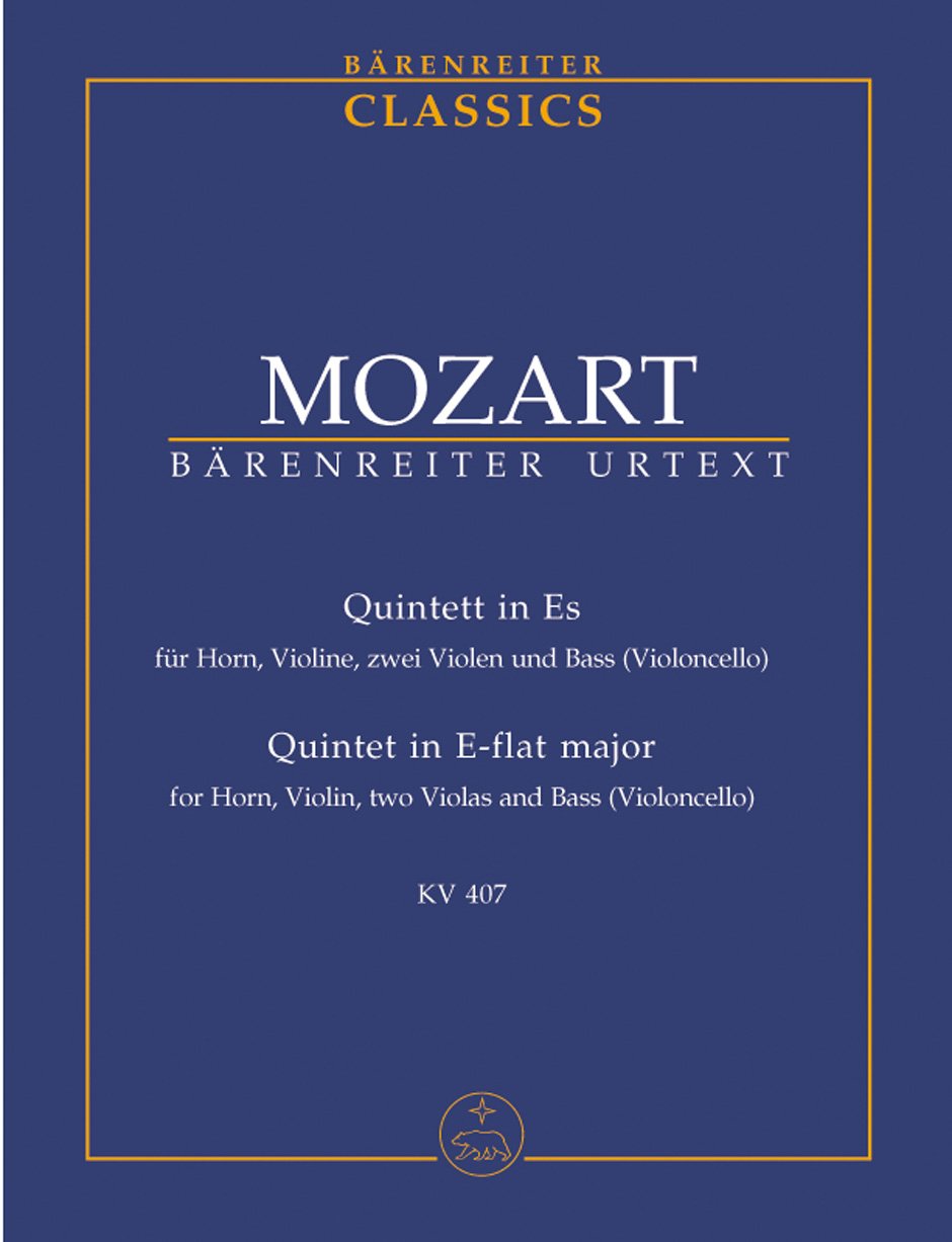 Quintett E flat major KV 407(386c) - Horn, Violin, 2 Violas, Violoncello - Studienpartitur Sheet Music