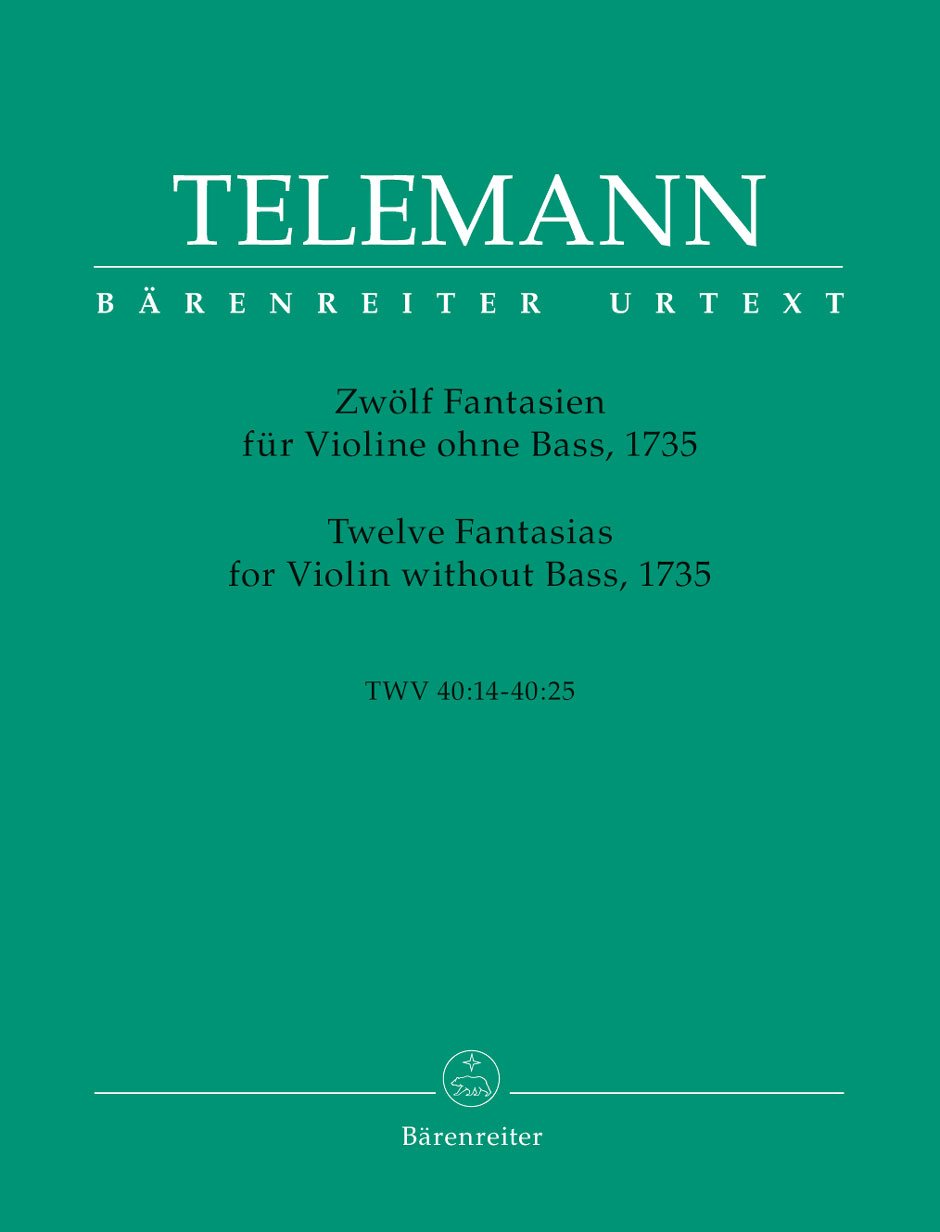 Zwölf Fantasien für Violine ohne Bass TWV 40:14-40:25 (1735). Spielpartitur(en), Urtextausgabe, Sammelband. BÄRENREITER URTEXT Sheet Music