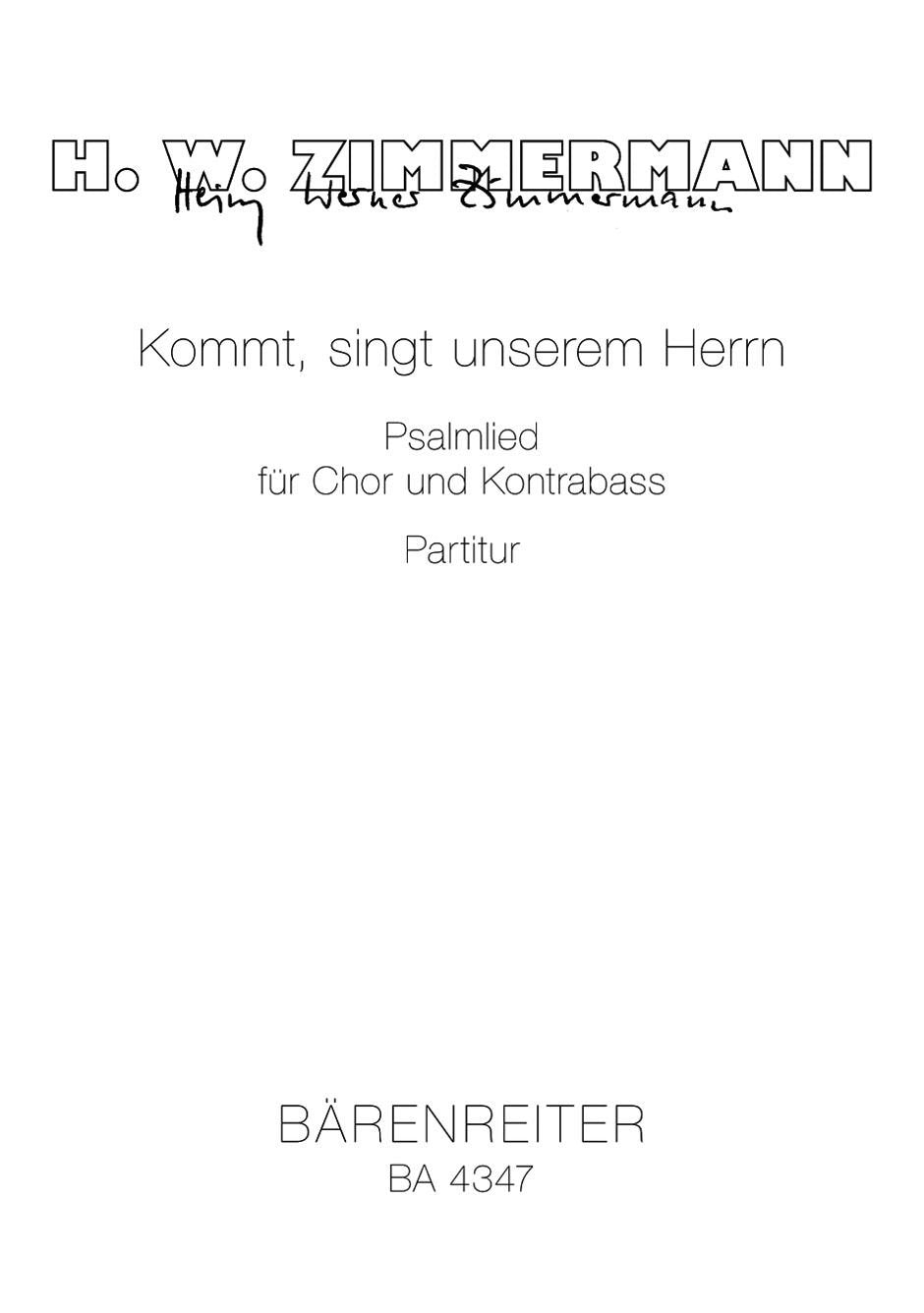 Kommt, singt unserem Herrn (1960/1964) -Psalmlied für Chor und Kontrabass-. Chorpartitur Sheet Music