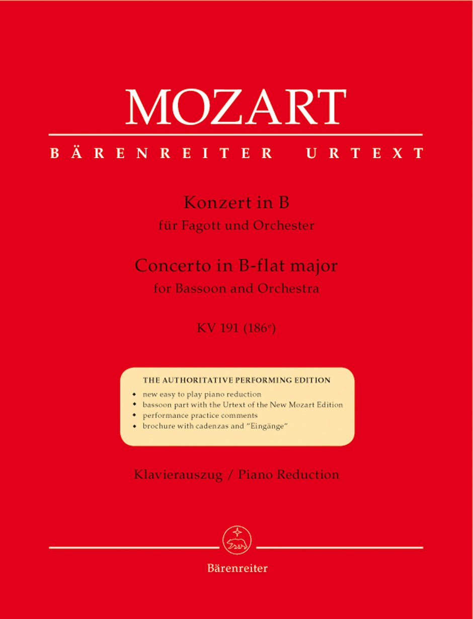 Konzert für Fagott und Orchester B-Dur KV 191 (186e). Klavierauszug Music