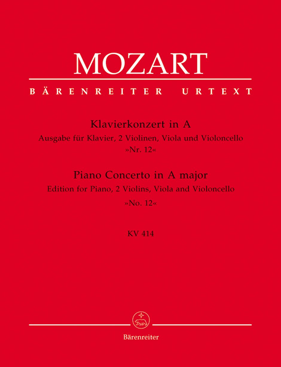 Klavierkonzert Nr. 12 A-Dur KV 414 -Ausgabe für Klavier, zwei Violinen, Viola und Violoncello-. Klavierauszug, Stimmensatz, Urtextausgabe Sheet Music
