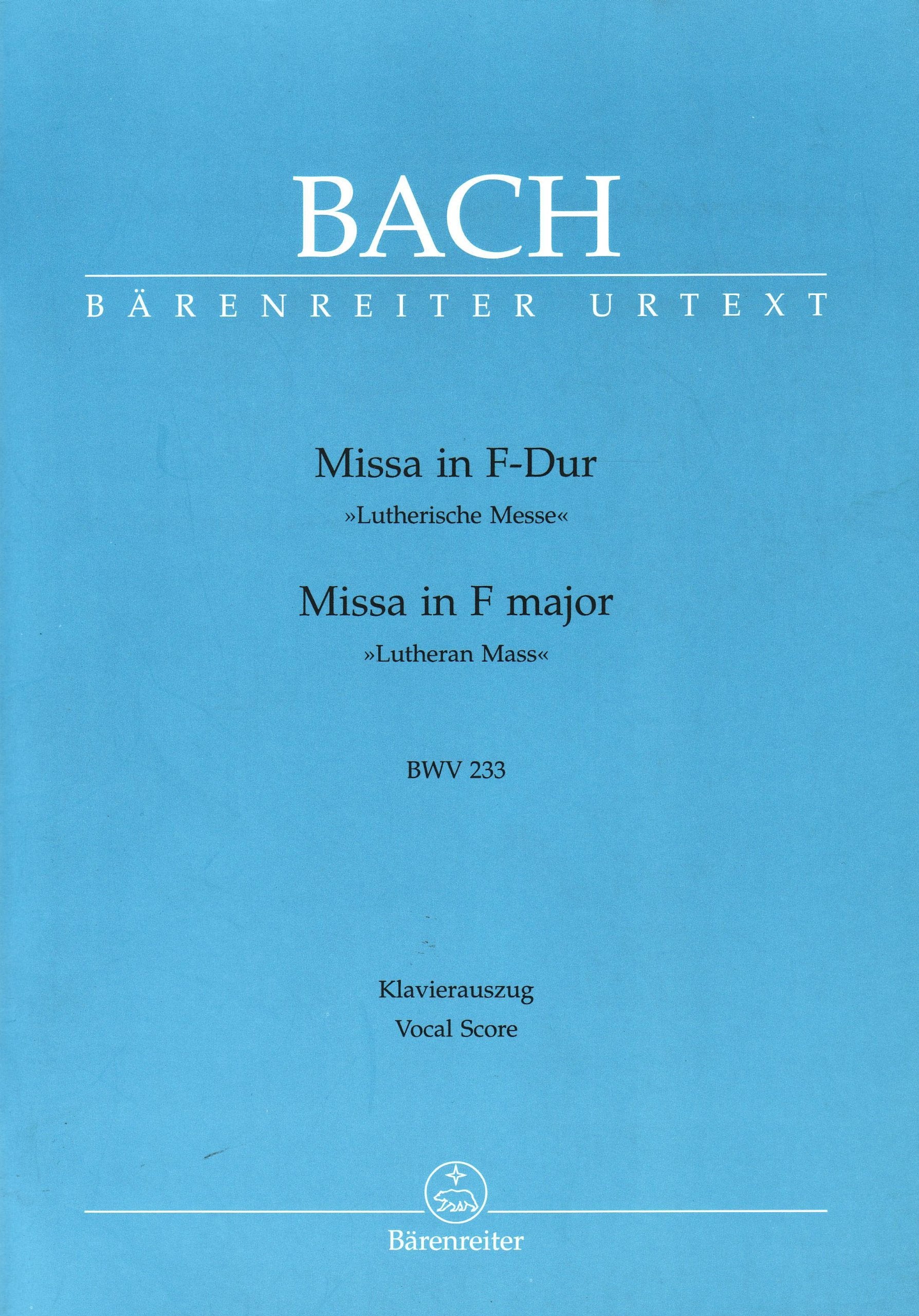Messe Fa Majeur BWV 233 --- Chant(SATB)/Piano book