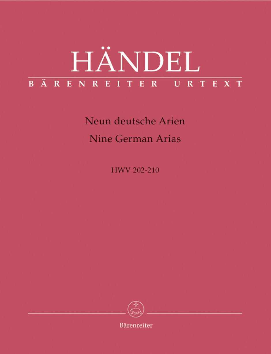 Neun deutsche Arien HWV 202-210. Partitur, Stimmensatz, Urtextausgabe, Sammelband. BÄRENREITER URTEXT: Vorabdruck (Urtext) zur Hallischen Händel-Ausgabe Music